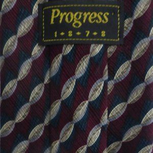 Progress 1878, men's tie, 100% silk, Made In Canada, mint condition